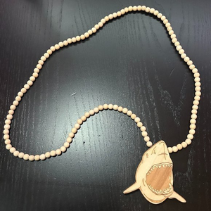 GoodWood NYC Shark‎ Necklace Wooden Pendant Wooden Beaded